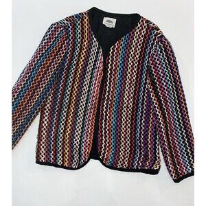Vintage F.A. Chatta Rainbow Ribbon Weave Jacket Sz 10 ILGWU Made in USA 80s 90s